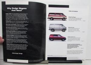 1991 Dodge Ram Wagon Ram Van Caravan C/V Specs Towing Seating Sales Brochure