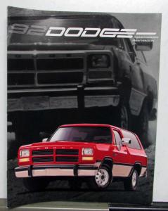 1992 Dodge Ramcharger Ram Wagon Options Seating Trim Colors Sales Brochure