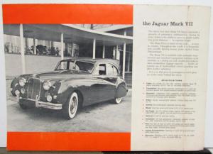 Original 1956 Jaguar Dealer Sales Brochure 2.4 XK-140 Roadster Coupe Mark VII
