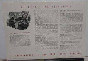 Original 1958 Jaguar Dealer Sales Brochure 3.4 Litre B Engine Rare