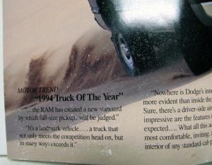 1994 Dodge Ram Full Size 4X4 Pickup Specifications Highlights Sales Folder