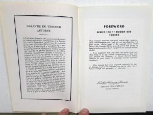 1962 Ford Truck Canadian Owner Operators Manual Series 100-800