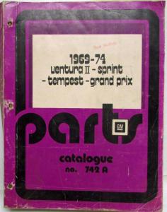 1969-1974 Pontiac Illustrated Parts Book Ventura II Sprint Tempest Grand Prix CA