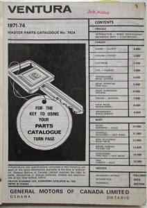 1969-1974 Pontiac Illustrated Parts Book Ventura II Sprint Tempest Grand Prix CA