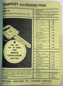1969-1974 Pontiac Illustrated Parts Book Ventura II Sprint Tempest Grand Prix CA