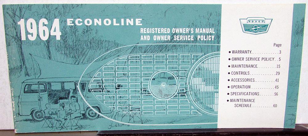 1964 Ford Econoline Van Canadian Owners Manual ORIGINAL Care & Op Rare