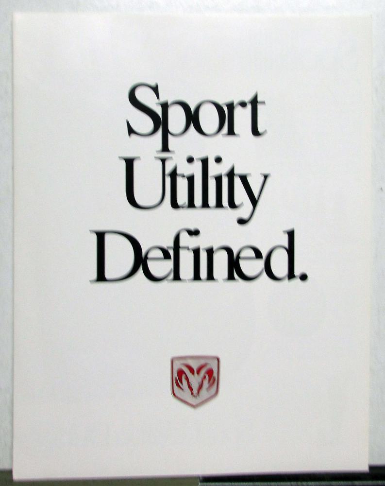 1998 Dodge Durango Sport Utility Performance Specifications Sales Folder