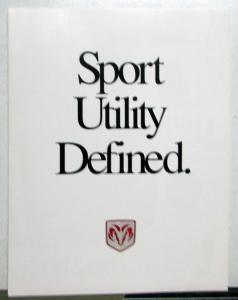 1998 Dodge Durango Sport Utility Performance Specifications Sales Folder