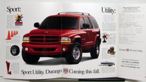1998 Dodge Durango Sport Utility Performance Specifications Sales Folder