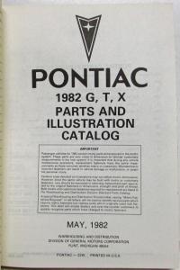 1982 Pontiac Bonneville Grand Prix T1000 and Phoenix Parts and Illustration Book