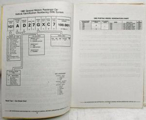 1982 Pontiac J2000 Parts Book and Illustration Catalog