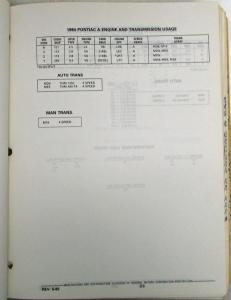 1982-1985 Pontiac 6000 Parts Book and Illustration Catalog