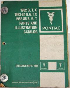 1982-1986 Pontiac Bonneville Grand Prix T 83-86 Parisienne Parts/Illus Book