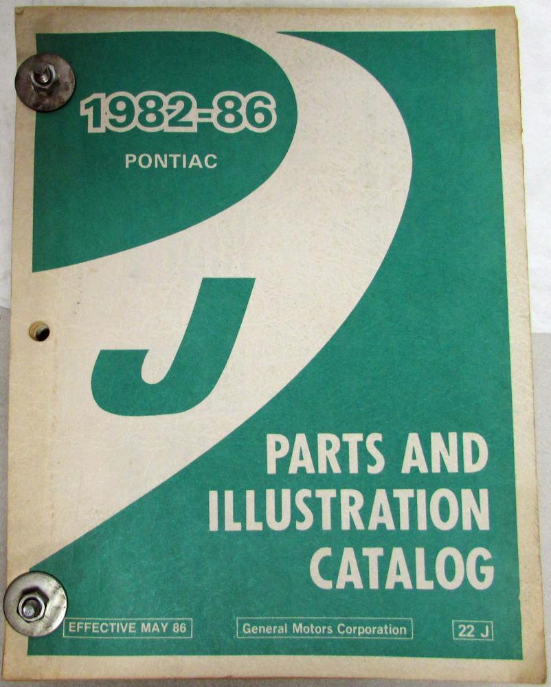 1982-1986 Pontiac J2000 Parts Book and Illustration Catalog
