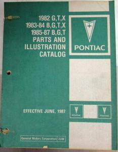 1982-1987 Pontiac Bonneville Grand Prix T 83-87 Parisienne Parts/Illus Book