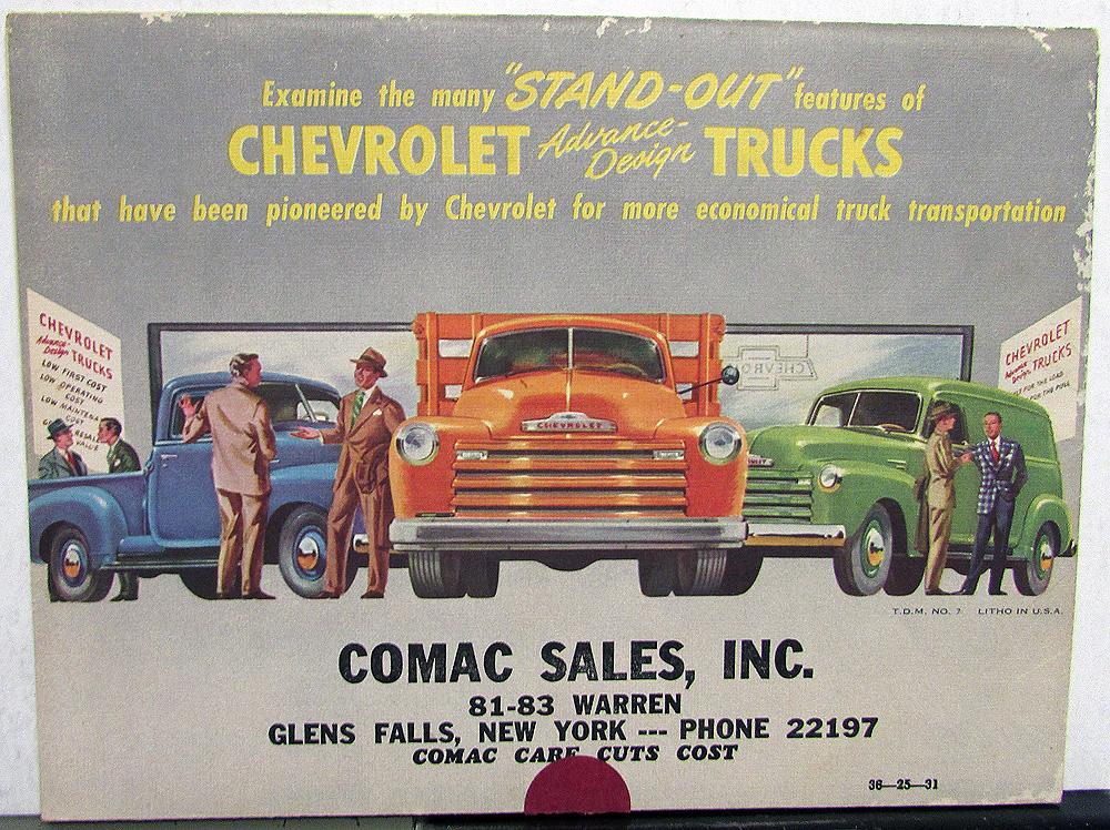 1948 Chevrolet Trucks Dealer Sales Folder Mailer Advance Design Features