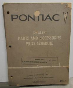 1979 Pontiac Dealer Parts and Accessories Price Schedule Book