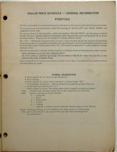 1979 Pontiac Dealer Parts and Accessories Price Schedule Book