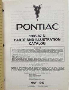 1985-1987 Pontiac Grand Am Parts and Illustration Catalog