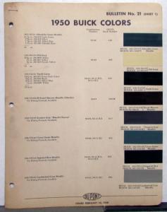 1950 Buick Paint Chips By DuPont Color Bulletin No 21 Original