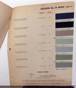 1950 Buick Paint Chips By DuPont Color Bulletin No 21 Original