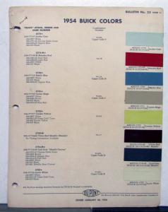 1954 Buick Paint Chips By DuPont Color Bulletin No 25 Original