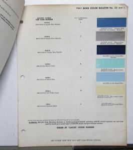 1961 Buick Paint Chips By DuPont Color Bulletin No 32 Original