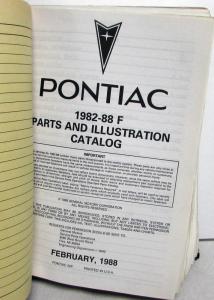 1982-1988 Pontiac Firebird Trans Am and SE Parts and Illustration Book