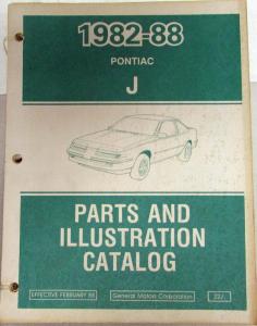 1982-1988 Pontiac J2000 Parts Book and Illustration Catalog