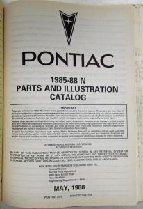 1985-1988 Pontiac Grand Am Parts and Illustration Catalog