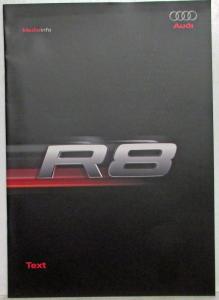 2007 Audi R8 Media Information Press Kit