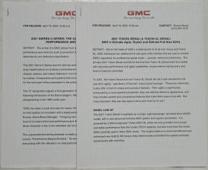 2001 GMC Trucks Media Information Press Kit - Yukon XL Denali - Sierra C-Series