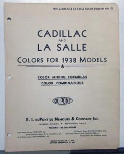 1938 Cadillac LaSalle Paint Chips By DuPont Color Folder 9/15/38 REVISED