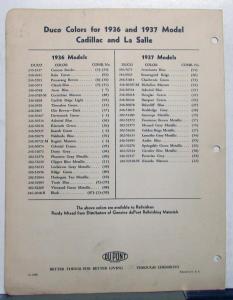 1938 Cadillac LaSalle Paint Chips By DuPont Color Folder 9/15/38 REVISED