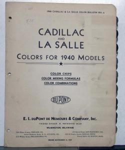 1940 Cadillac LaSalle Paint Chips By DuPont Color Bulletin No 6 Original