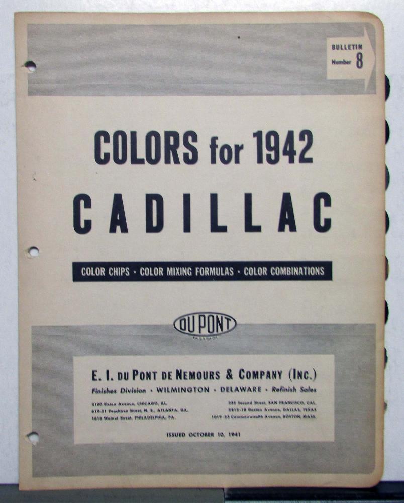 1942 Cadillac Paint Chips By DuPont Color Bulletin No 8 Original
