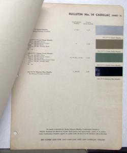 1951 Cadillac Paint Chips By DuPont Color Bulletin No 14 Original