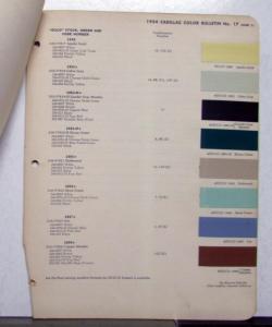 1954 Cadillac Paint Chips By DuPont Color Bulletin No 17 Original