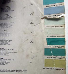 1956 Cadillac Paint Chips By DuPont Color Bulletin No 19 Original