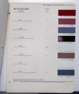 1957 Cadillac Paint Chips By DuPont Color Bulletin No 20 Original