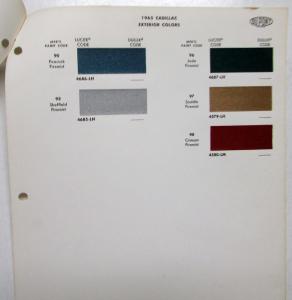 1965 Cadillac Paint Chips By DuPont Color Bulletin Original