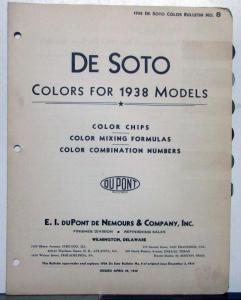 1938 DeSoto Paint Chips By DuPont Color Bulletin No 8 Original