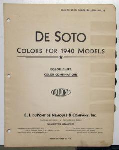 1940 DeSoto Paint Chips By DuPont Color Bulletin No 10 Original