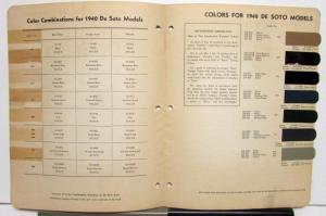 1940 DeSoto Paint Chips By DuPont Color Bulletin No 10 Original