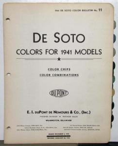 1941 DeSoto Paint Chips By DuPont Color Bulletin No 11 REVISED 1/20/42