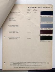 1951 DeSoto Paint Chips By DuPont Color Bulletin No 18 Original