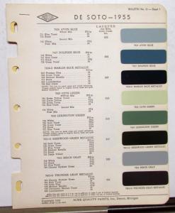 1955 DeSoto Paint Chips By Proxlin Color Bulletin No 21 Original