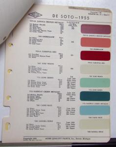 1955 DeSoto Paint Chips By Proxlin Color Bulletin No 21 Original