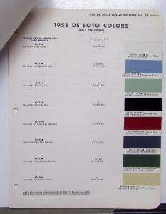 1958 DeSoto Paint Chips By DuPont Color Bulletin No 25 Original