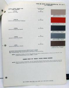 1958 DeSoto Paint Chips By DuPont Color Bulletin No 25 Original